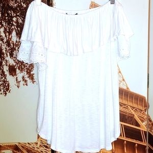 Boston Proper White Off Shoulder Blouse. Size S. #1-0210